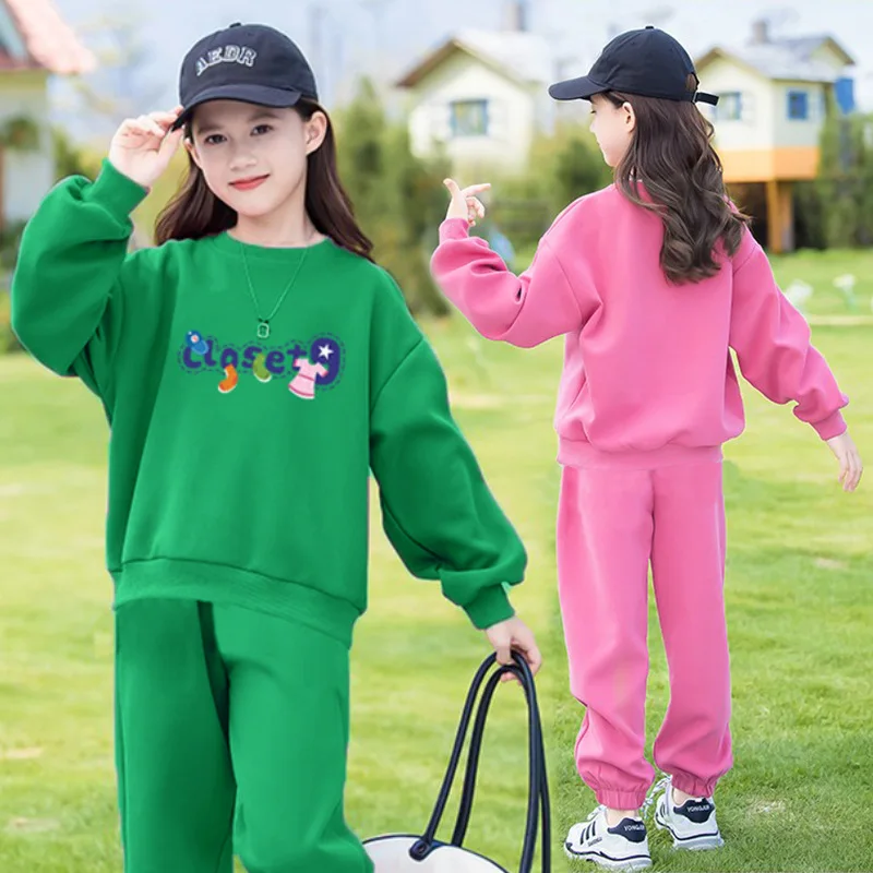 2024 autumn winter Kids tracksuit Children Girls Clothes Casual sweatshirt T-Shirt + long Pant Suit Teenager 4 6 8 to 10 12 year