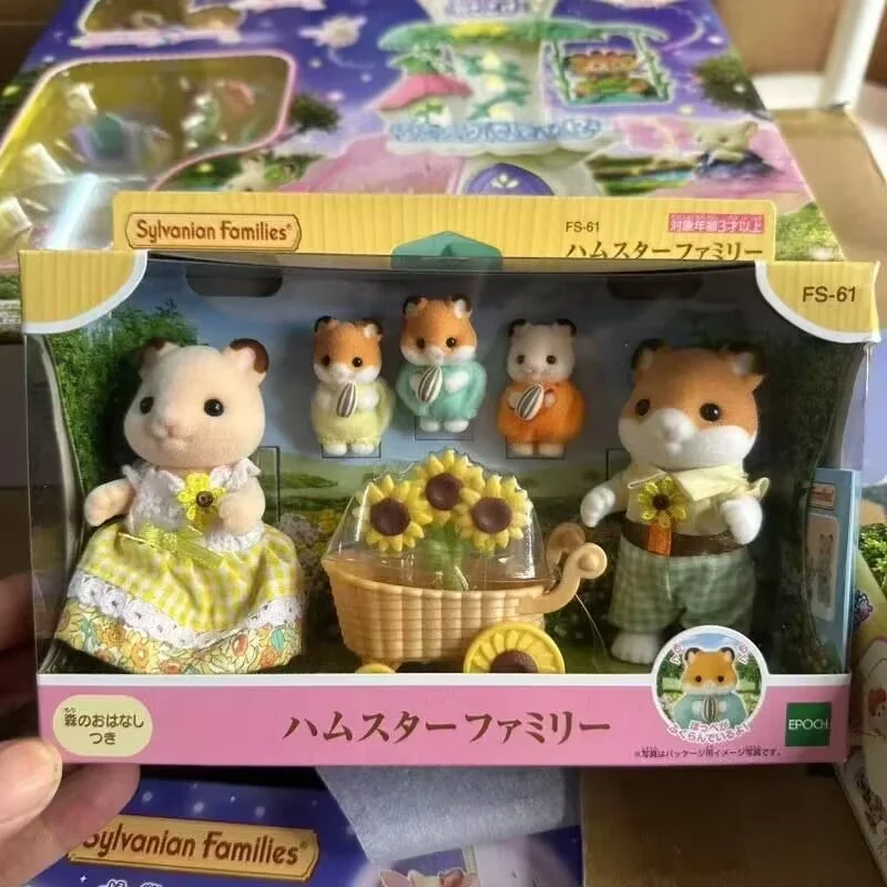 sylvanian-families-genuine-hamster-family-plush-doll-sunflower-theme-pretend-play-toy-collectible-figurine-set-2026-new-arrival
