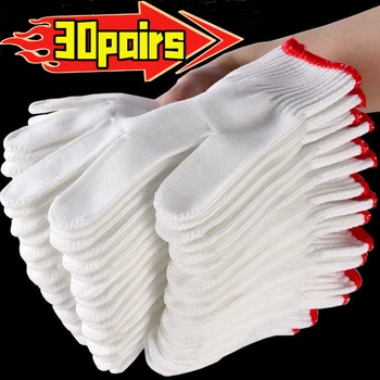 1/30 Paar Handhandschuhe für Gartenarbeit, dünner Baumwollhandschuh, Gartenarbeit, Arbeitshandschuhe, Bau, Schweißen, verschlüsselte Holzbearbeitungshandschuhe