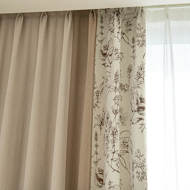 Modern Nordic Simplicity Curtain for Living Room Bedroom Dining Room Shenier Blackout Curtain Jacquard Seamless Splicing Curtain