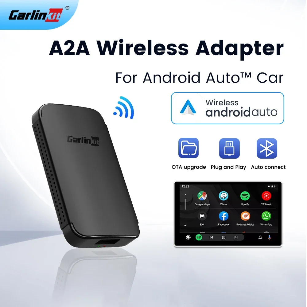 CarlinKit A2A Wired to Wireless Android Auto Adapter USB Plug and Play Wireless Dongle Spotify Waze for OEM Android Auto Car VW