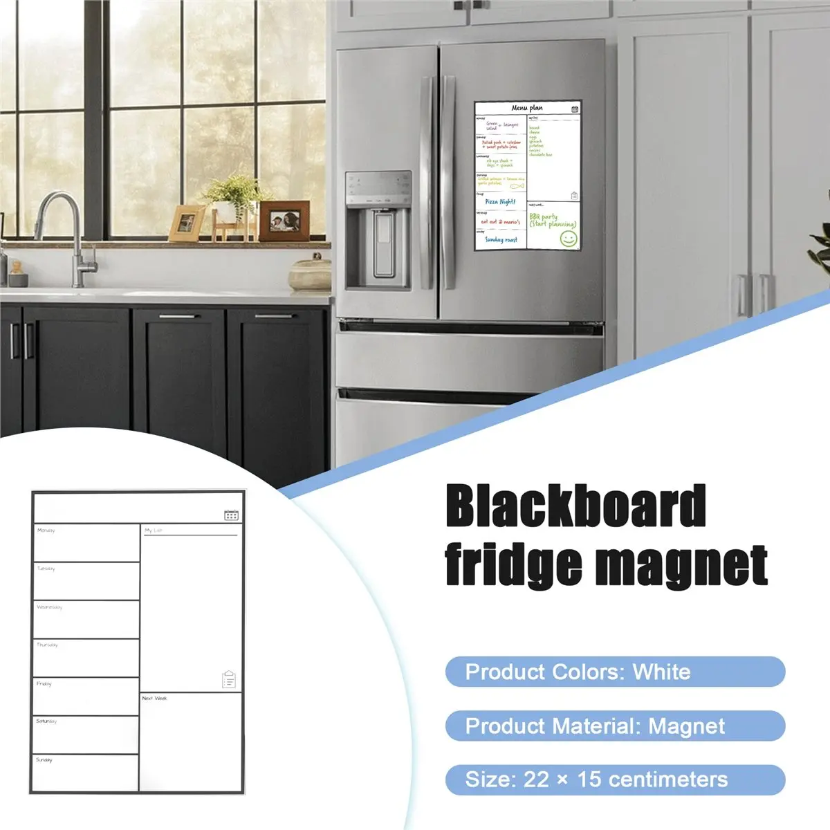 【Clearance Sale】Magnetic Whiteboard Fridge Calendar Meal Planner and Shopping List White Board - Memo Board and Family Planner