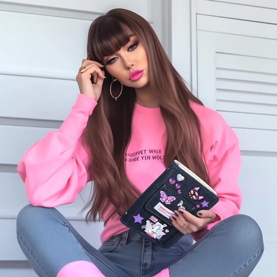 A5 Refillable Notebook Binder A5 Denim 6 Ring Binder Cover with 100 Sheet Filler Paper Y2K Persol Jourl Notebook for Girls n Sc