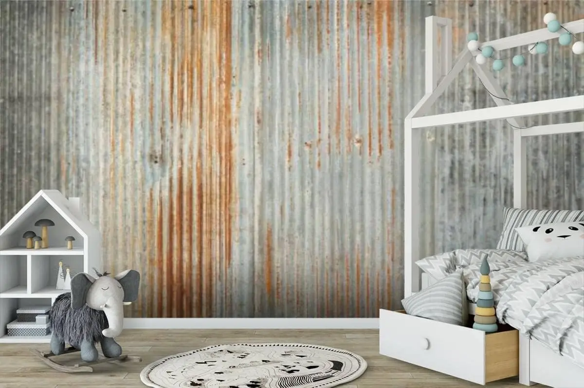 3D Wallpaper Old Zinc Texture Rusty On Galvanized Metal Surface Self Adhesive Bedroom Living Room Dormitory Decor Wall Mural