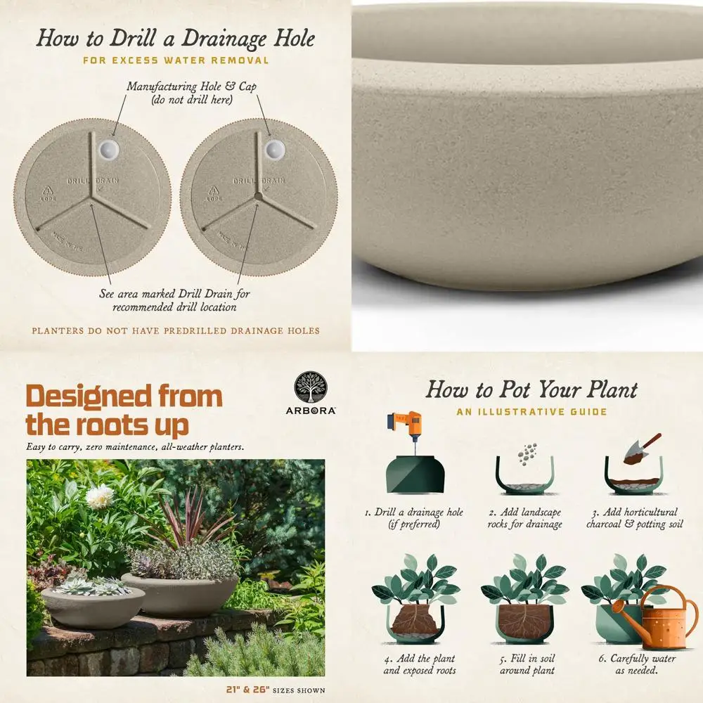 

Large Weatherproof Polyresin Planter - Classic Cream Finish, Suitable for Indoor and Outdoor Use, Ideal for Patio, Garden, Deck,