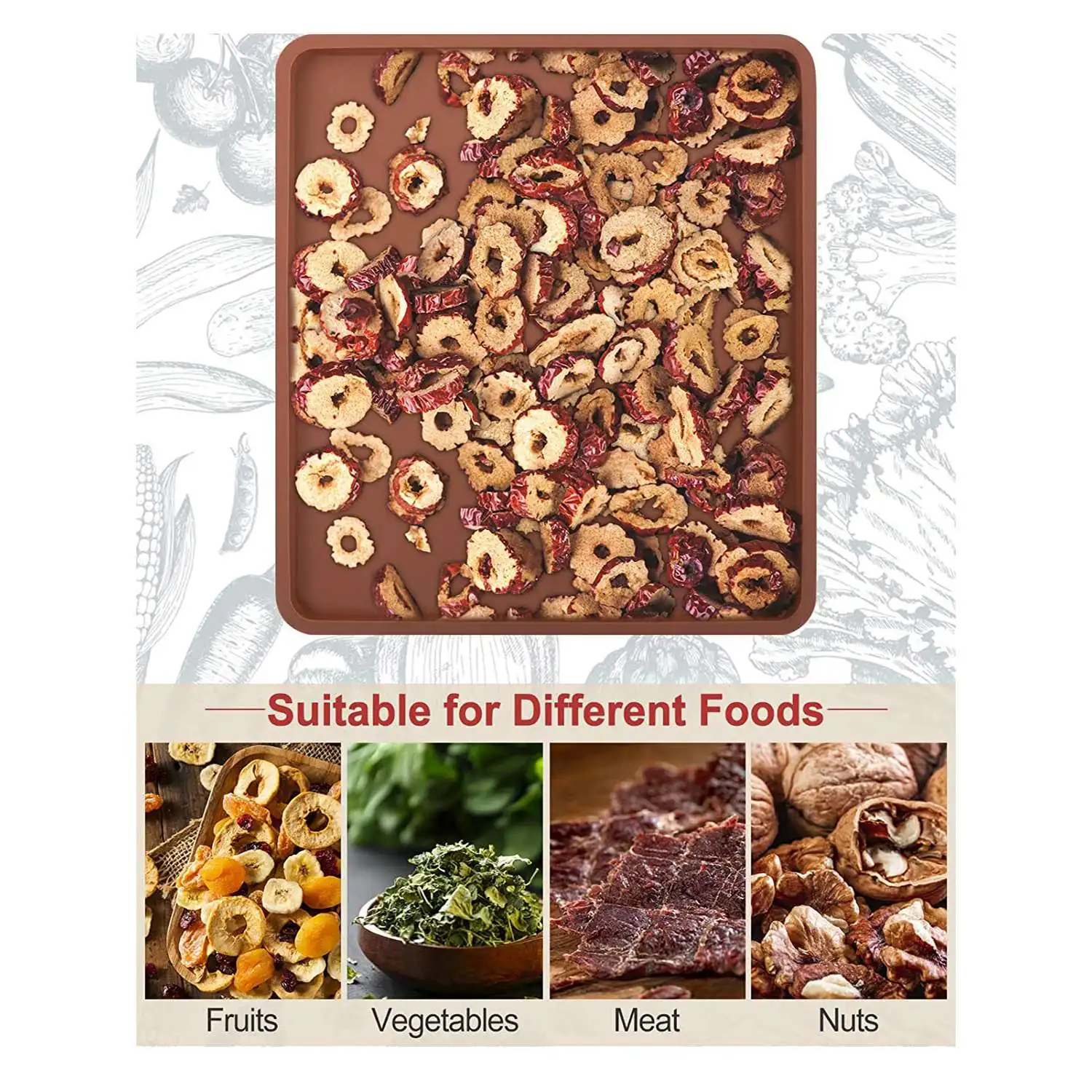 모서리 실리콘 시트 포함 실리콘 탈수기 매트, 논스틱 실리콘 트레이 라이너, 고온 호환, 4 개