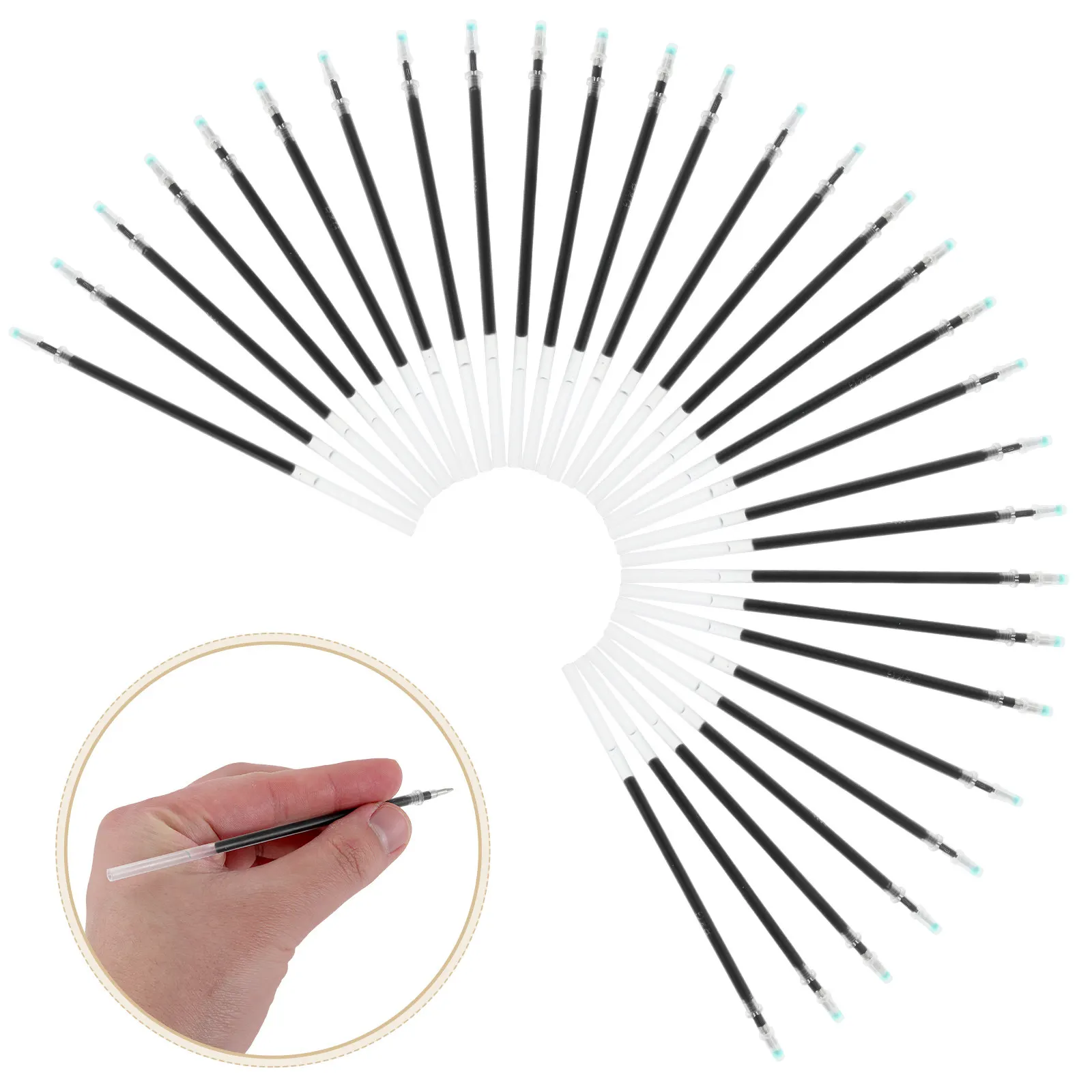 

100Pcs Smooth Black Pen Refills 0.5mm Fine Gel Ink Quick Dry Replacement for Exams Students Office Signatures Pen Refill Black