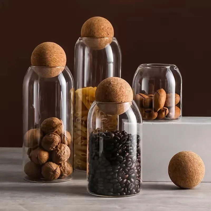 Glass Sealed Jar Kitchen Miscellaneous Grain Storage Jar Coffee Bean Transparent Glass Product Storage Jar