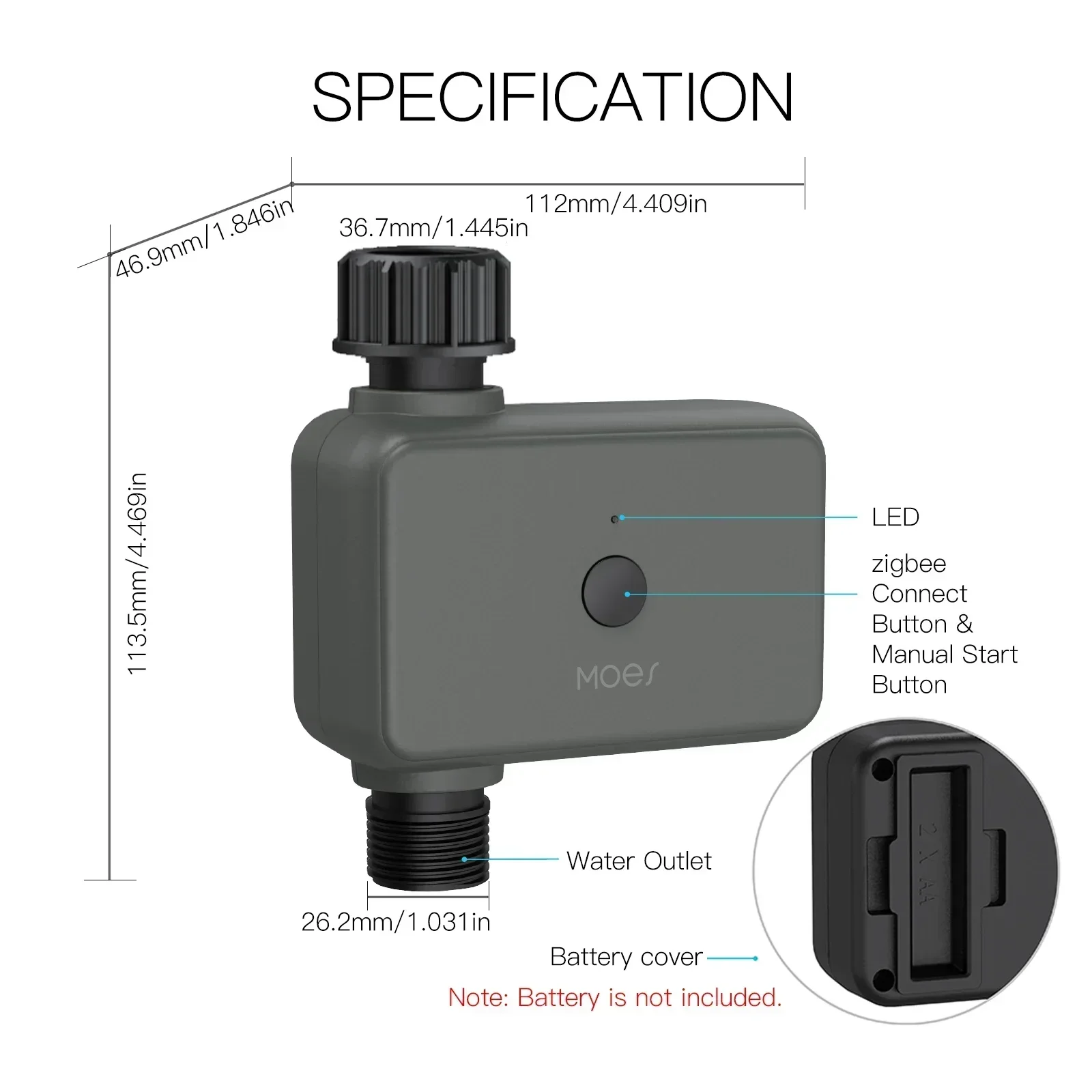 MOES ZigBee Smart Sprinkler Water Timer with 1 Outlet Rain Delay Filter Programmable Irrigation Timer Support Alexa Google Home