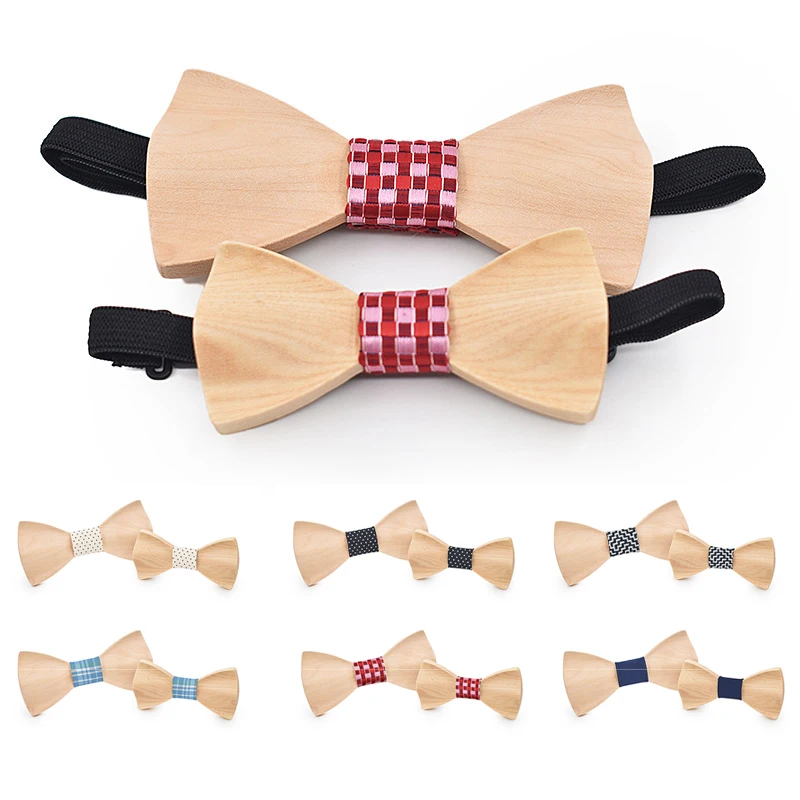 Parent-child style 3D Wooden Tie Ties For Men Wood Ties for wedding party Men Wooden Bow Tie Fashion Novelty Men ties