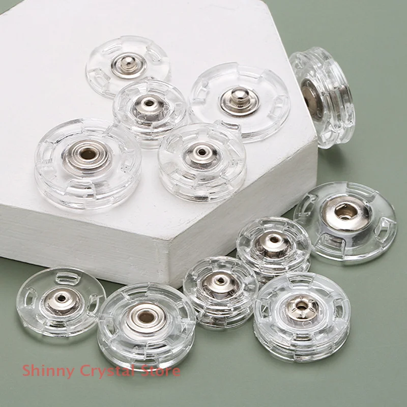10 Pairs Transparent Delicate Plastic Invisible Snap Button Fastener Round Snap Button Clasp Sweater Clothes Inner Dark Buckle
