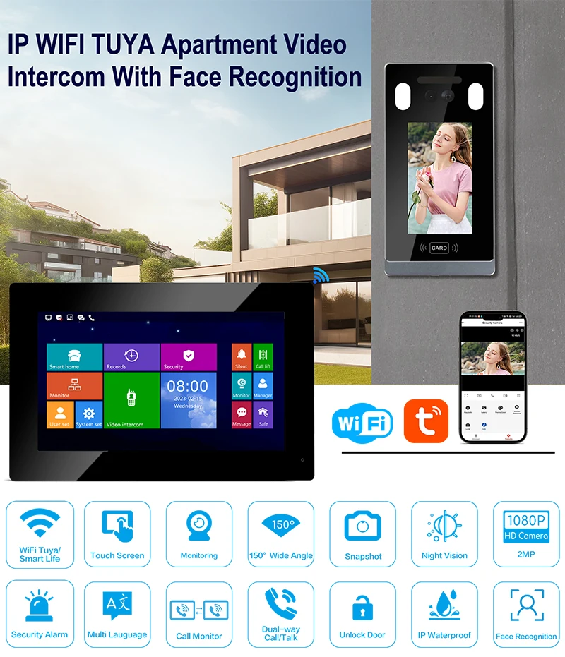 출입 통제 스마트 홈 IP 비디오 도어폰 다세대 오디오 인터콤 도어 비디오 인터콤 투야 인터콤 아파트용