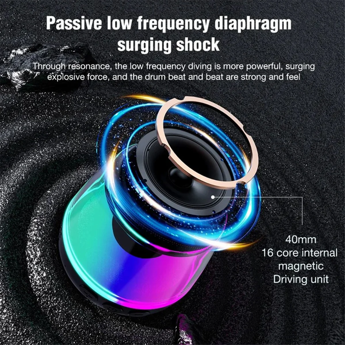 Altavoz Bluetooth magnético mejorado con iluminación RGB, caja de sonido portátil, B