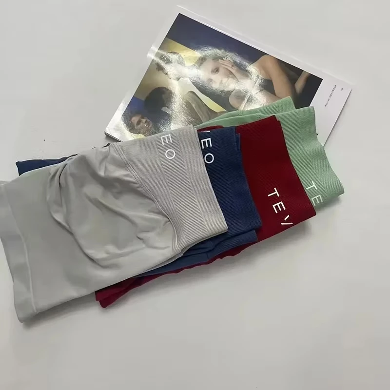 

Moto Yoga Shorts Workout Scrunch Butt Seamless Leggings Impact Shorts Women Fitness Sports Biker Shorts 4.5" Low Ribbed TEVEO