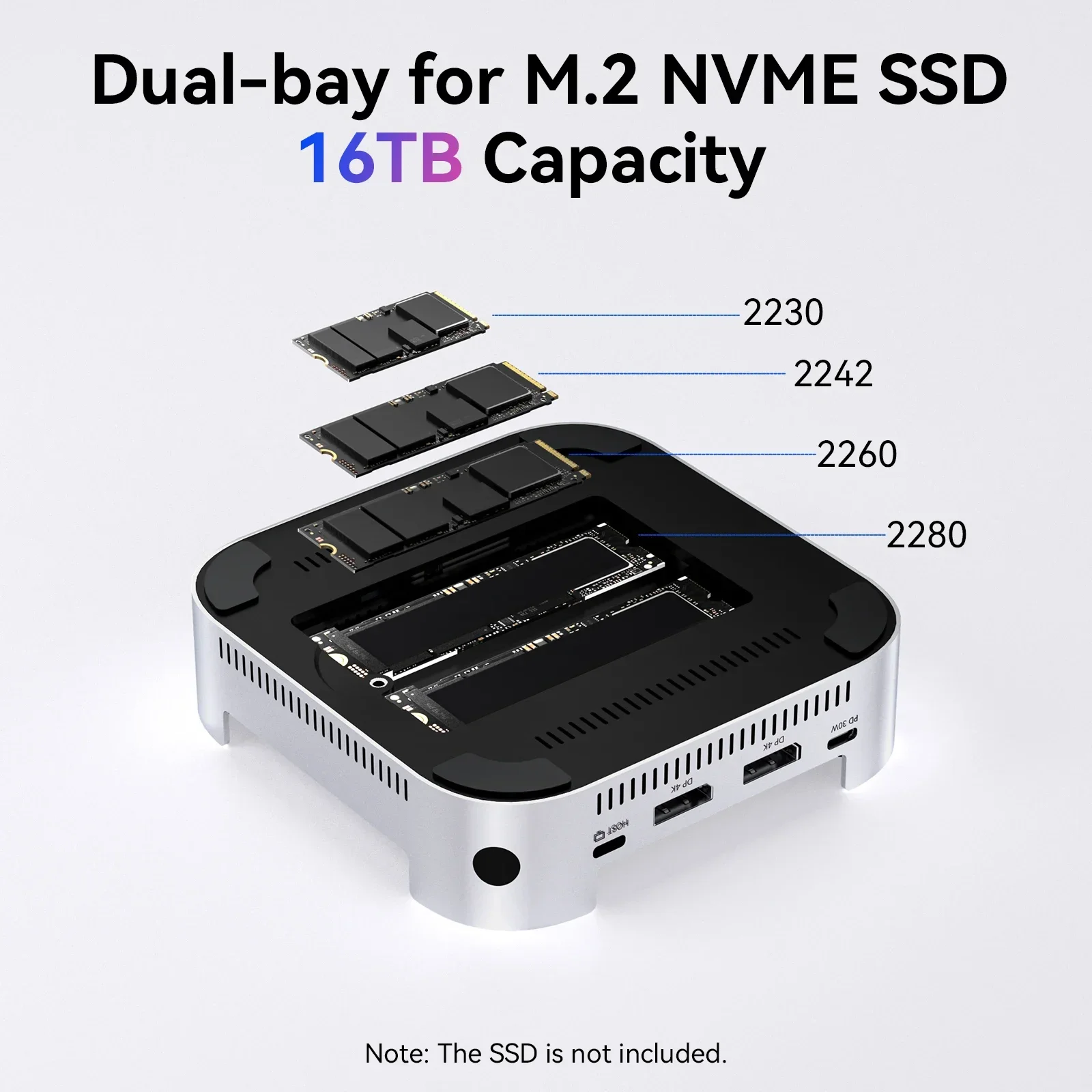 Acasis Mac Mini M4/M4 Pro 10Gbps USB-C Docking Station & Dual-bay
