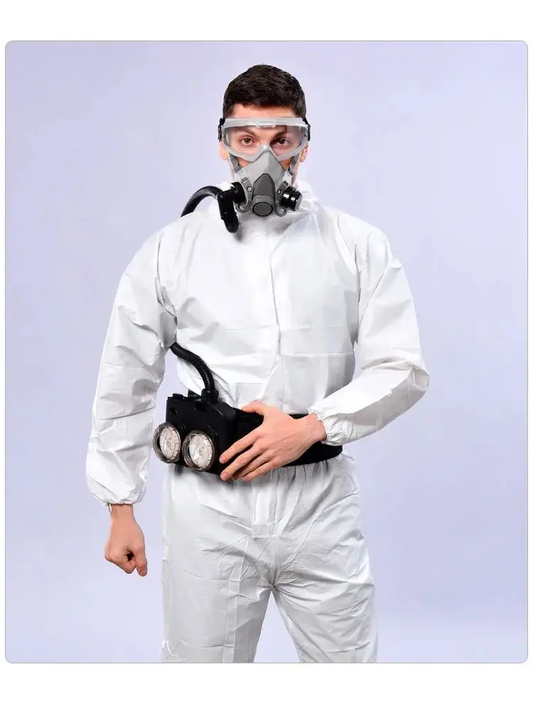 6200-stofgasmasker Elektrisch aangedreven luchtzuiverend chemisch ademhalingsapparaat Dubbele filters Werkveiligheid voor industrieel schilderen Spuiten - afbeelding 2
