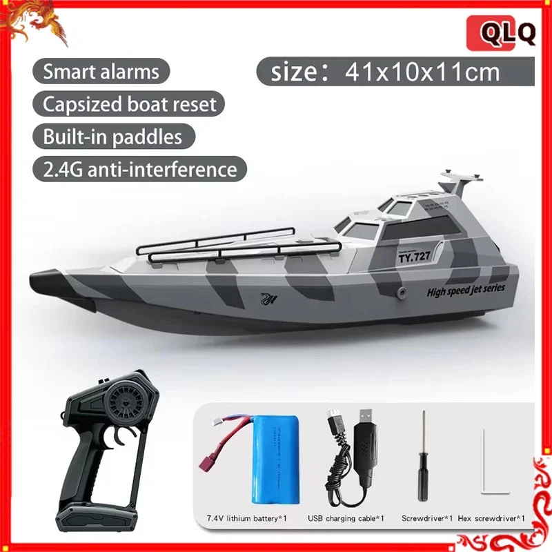 Barco RC 2,4 GHz TY727 RC TURBOJET PUMP Control remoto de alta velocidad Jet Boat función de alarma de batería baja juguete para regalo para niños adultos