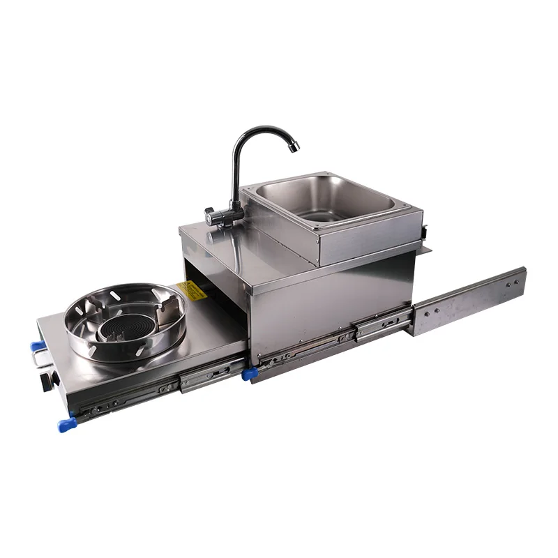 Hot- Selling RV Pull-out Gas Stove with Sink Kitchen Cooker RV Stove Sink Combo Travel Trailer caravan Motorhome