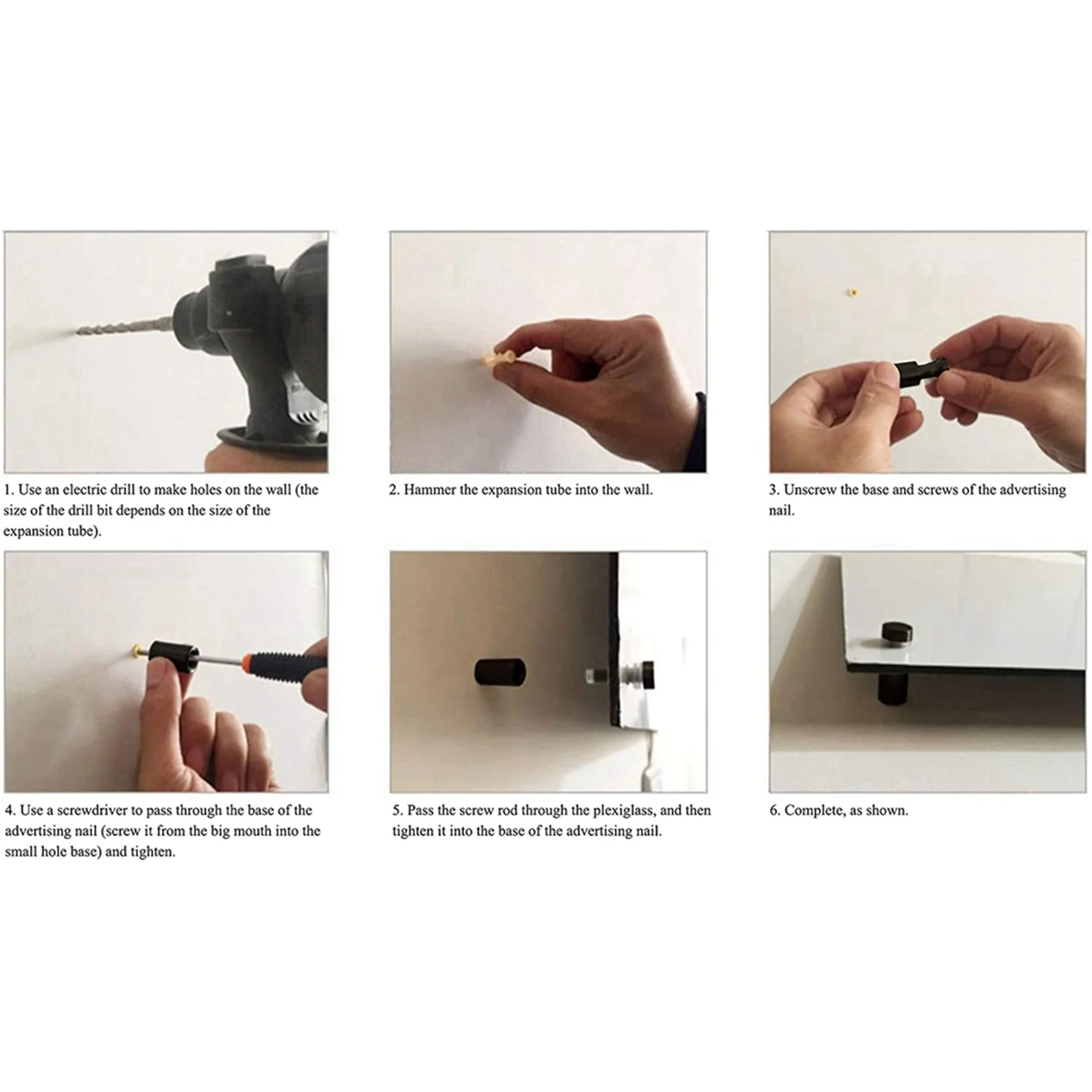 

ABMS-48Pcs Standoff Screws, Wall Sign Standoff Mounting Hardware Advertising Glass Standoff Nail For Hanging, Black