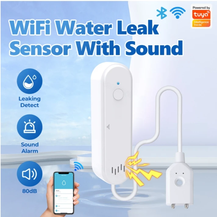 Tuya Smart Home WiFi Leak Sensor مع تطبيق الهاتف المحمول إنذار عن بعد توقيت كاشف المنزل لمنتجات المنزل الذكي