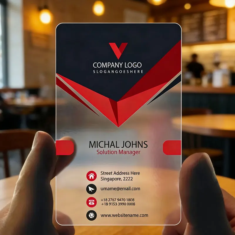 

Personalized Custom PVC Transparent Plastic Business Cards with Logo for Cafe, Hotel VIP, Events | 1 Side | Free Design