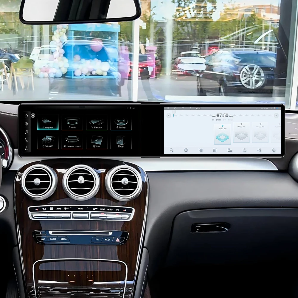 Dual Screen 12.3'' Carplay Android 14 Car GPS Navigation For Mercedes Benz GLC 2015-2021 Head Unit Multimedia Player Car Radio