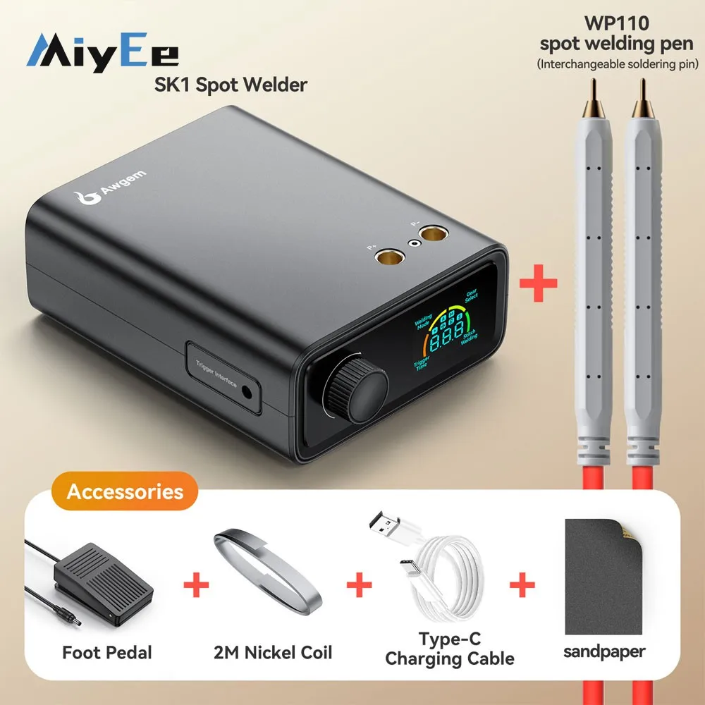 Portable Knob-style Spot Welder 18650 Lithium Battery Spot Welding Machine with Foot Pedal