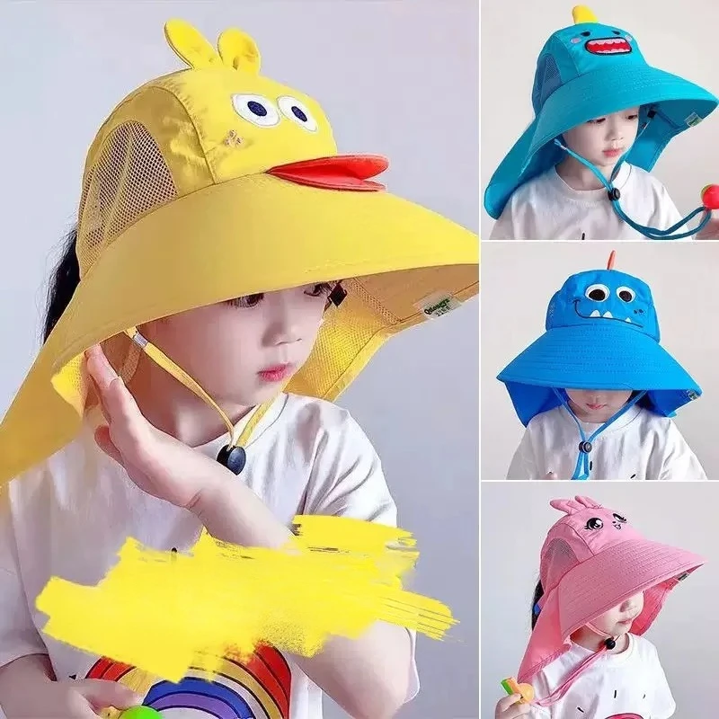 

Summer Children's Sun Hats Uv-Protection for Boys and Girls Sunblock Outdoor Beach Hats Large Brim Fisherman Hats