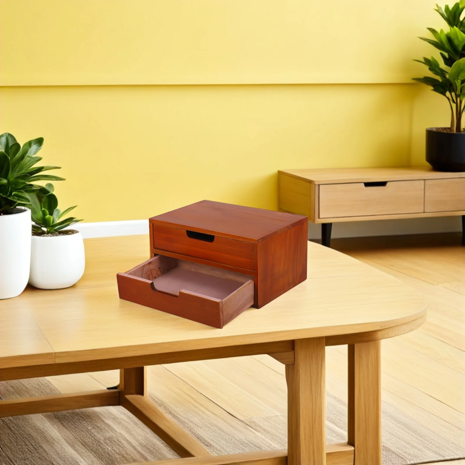 

Wood Desktop Organizer Double Drawer Storage Cabinet for Office Home Crafting Vintage Rustic Apothecary Shelf Desk Storage Unit