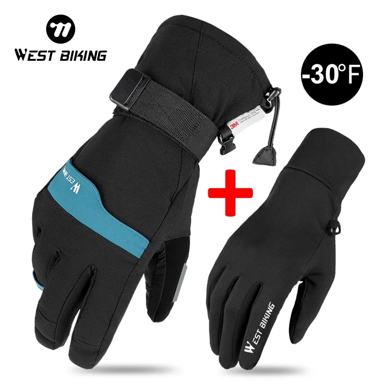 West biking luvas de esqui super quentes-30 waterproof luvas de inverno à prova dwaterproof água 2 pares snowboard motocicleta ciclismo luvas esportivas para homens