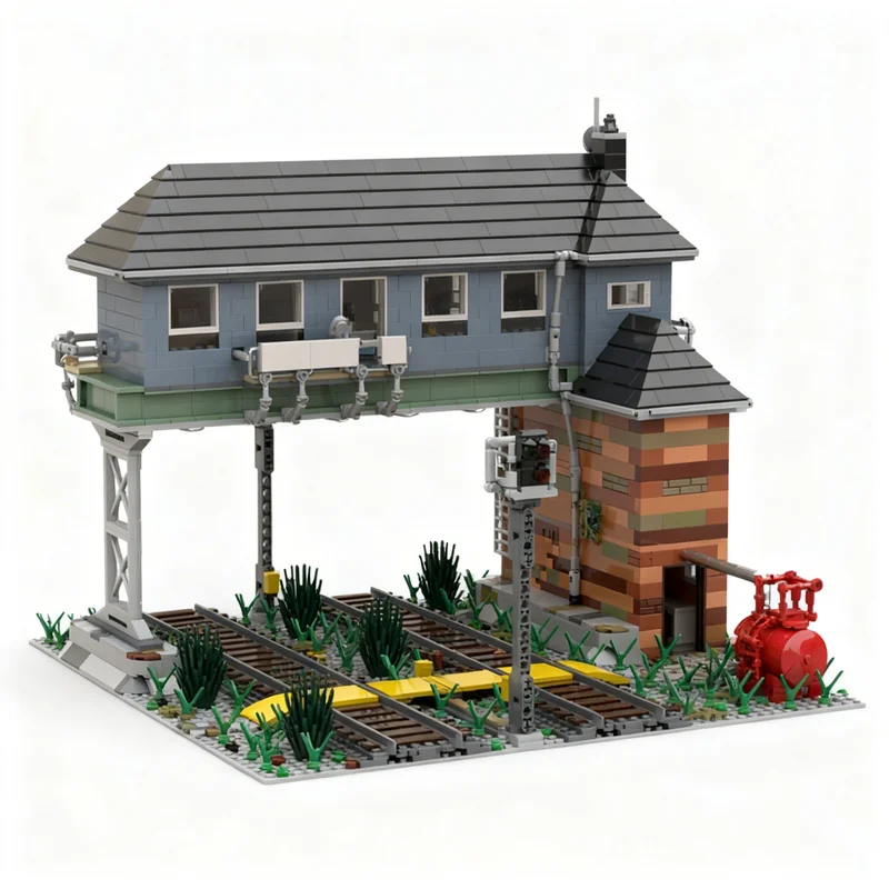 2273pcs MOC Train 9V Interlocking Plant Signal Box Brügge Model Building Blocks Architecture Toy Christmas Gifts 3D Birthday