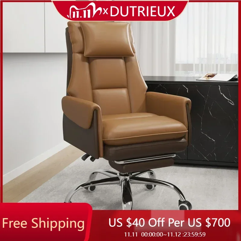 

Back Cushion Office Chair Swivel Headrest Luxury Ergonomic Office Chair Casters Leather Fix Cadeira Escritorio Home Furniture