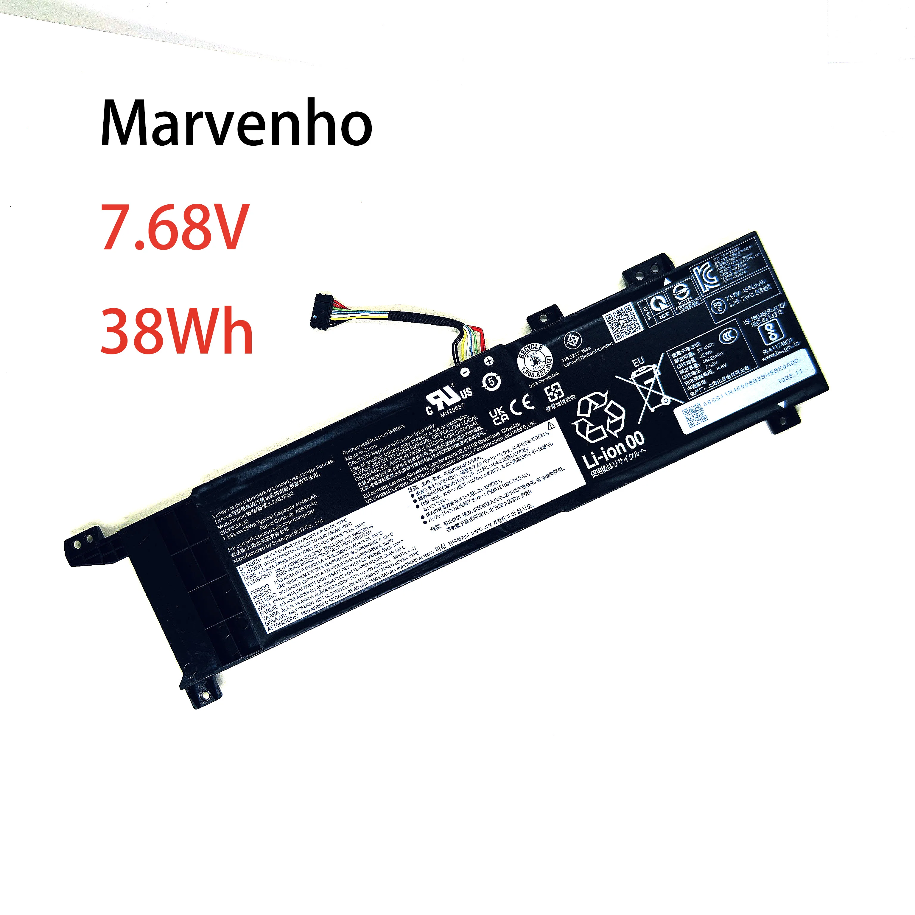 

Marvenho New 7.68V 4862mah 38wh L22B2PG2 L22C2PG2 L22D2PG2 Laptop Battery for Lenovo V14 V15 G4 AMN