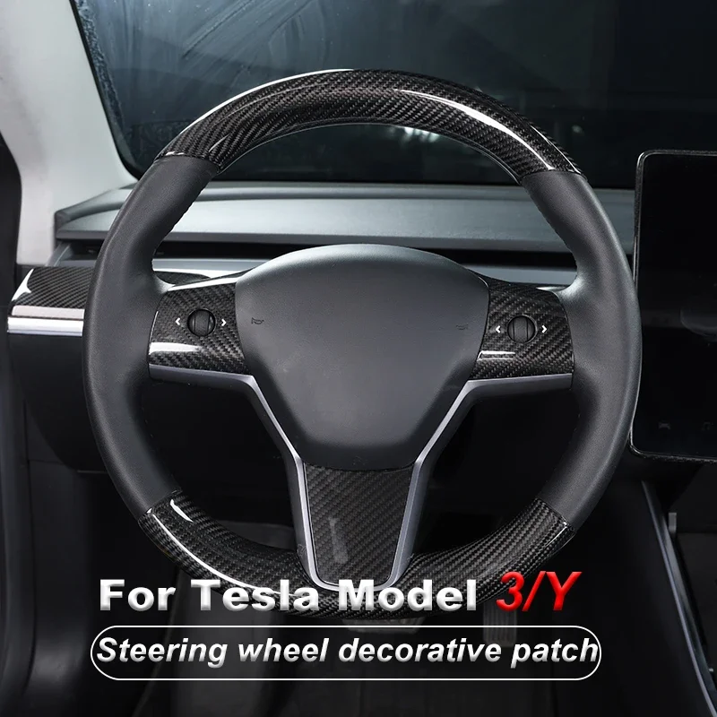 

Steering Wheel Cover for Tesla Model 3 Y 100% Real Carbon Fiber Protection Covers Car Interior Modification Decoration 2017-2022
