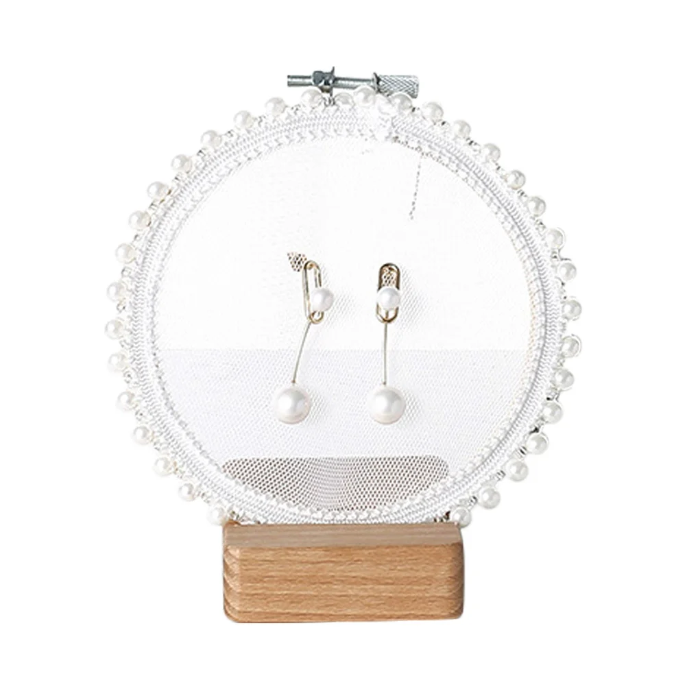 

1 комплект, бамбуковая вышивка, стеллаж для выставки товаров ювелирных изделий, 11 см, прочный жемчужный значок, серьги, органайзер, подставка, держатель для ювелирных изделий, коллекция