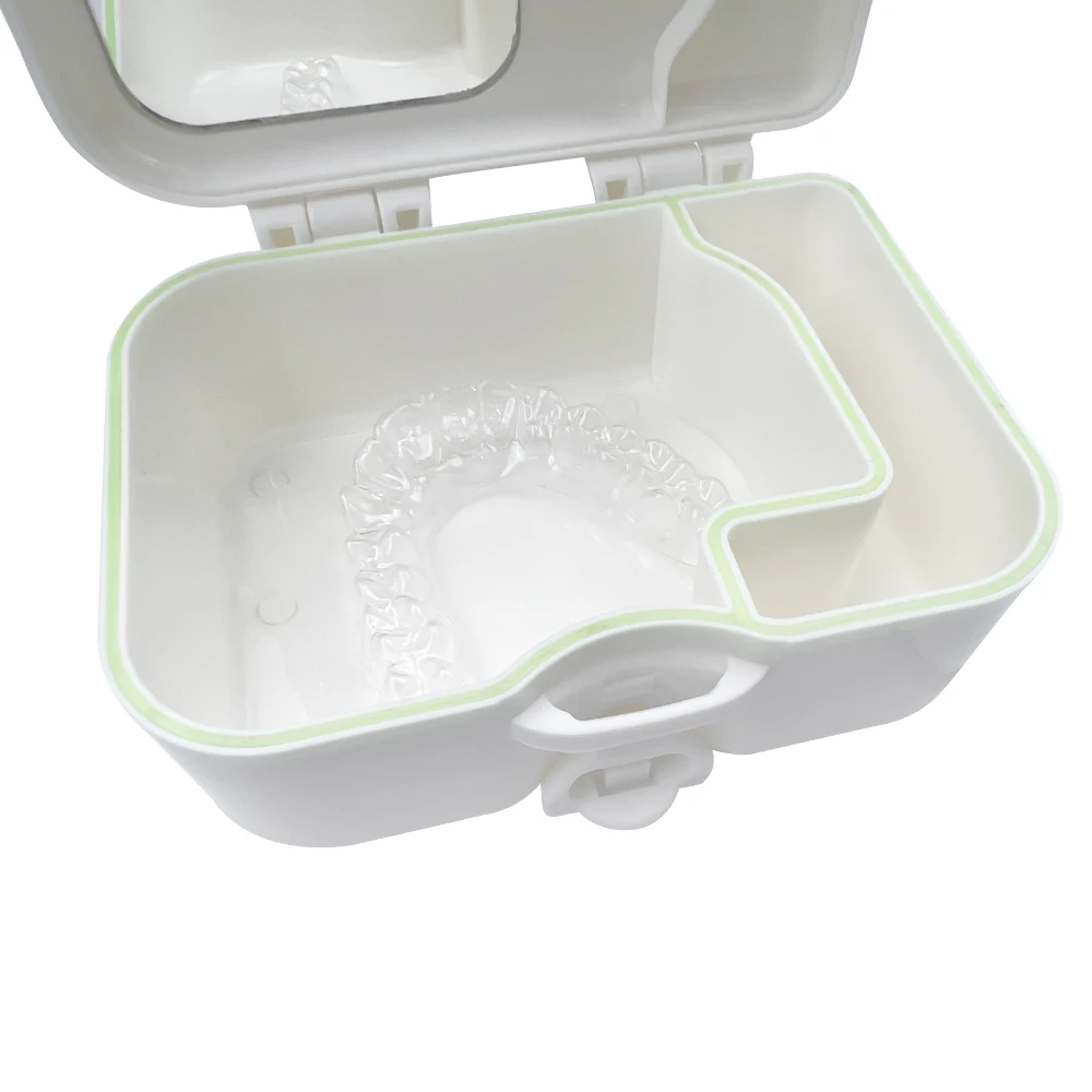 Mallette de rangement orthodontique portable avec miroir, boîte de bain pour prothèses dentaires, beaucoup de protège-dents, livres de retenue