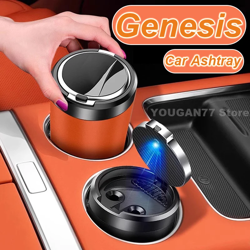 

Car Ashtray For Genesis GV80 Coupe G90 GV70 GV60 G80 G70 G80 GV80 With LED Light Portable Detachable Vehicle Ashtray Accessories