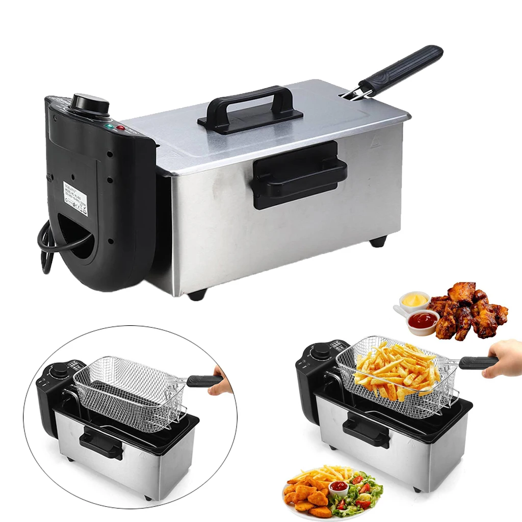 2000 Watt Stainless Steel Triple Basket Electric Deep Fryer Household commercial fryer machine fried skewers European regulation