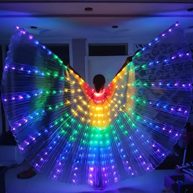 Colorful LED Dance Fairy Belly Dance Butterfly Wings Performance Supplies Fluorescent Wings For Child Adult Dance Wing Costume image 2