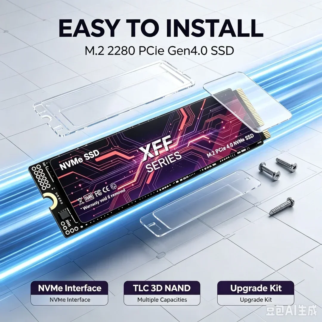 XFF M.2 2280 PCIe4.0 X4 NVMe SSD,TLC 3D NAND,500GB/1TB/2TB/4TB Gaming SSD for PS5, Laptop & Desktop PC Upgrade