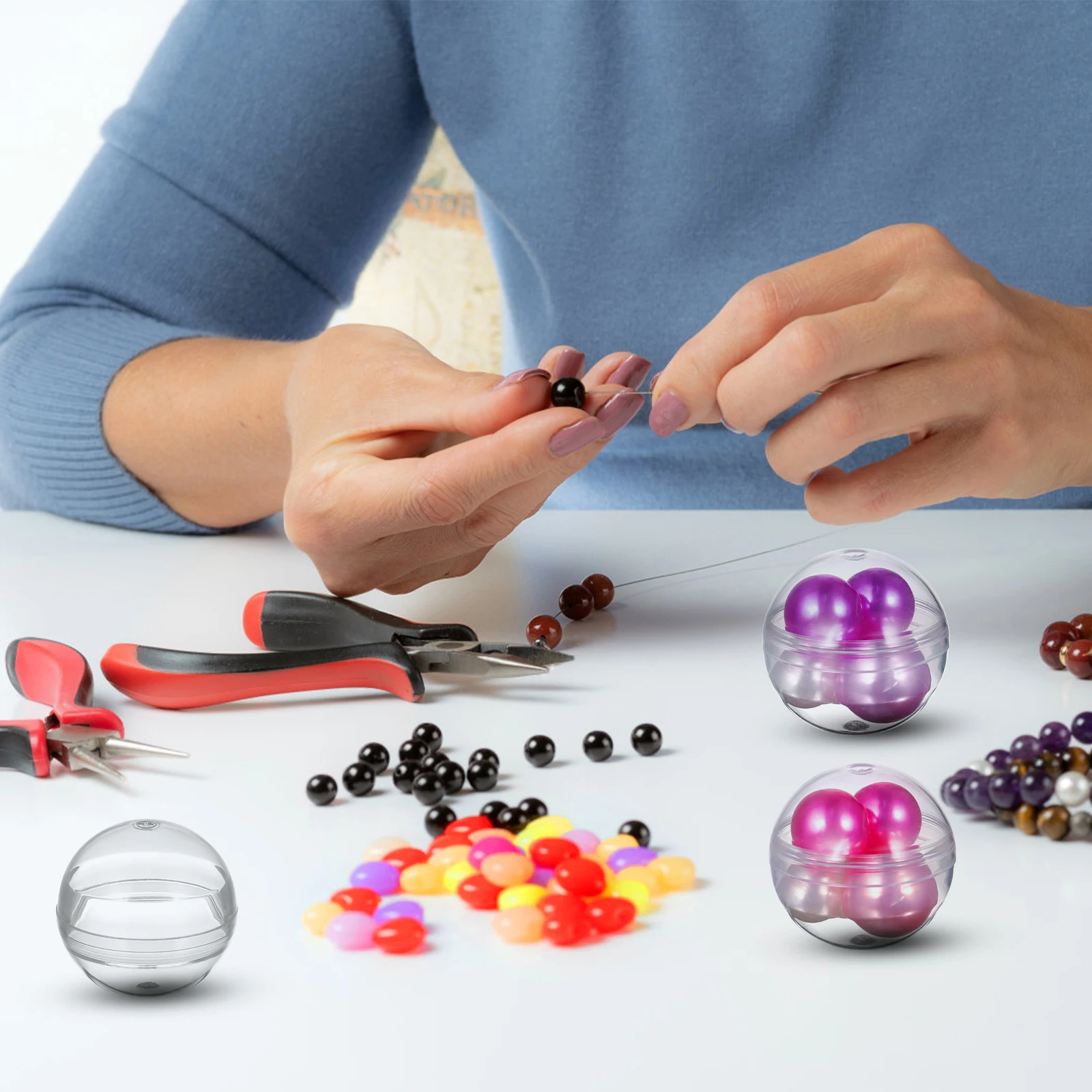 

100 Pcs Fillable Round Balls Clear Plastic Toys Empty Decorative Claw Machine Kids Party School Craft Reusable Safe