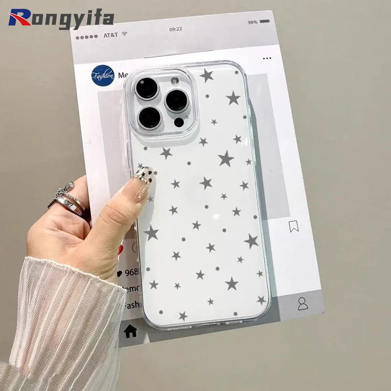 For Samsung Galaxy A37 A36 A26 A35 A25 A34 A24 A33 M23 F23 A32 A22 M22 A31 A30 A21S A20S Phone Case Star Stars Polka Dot Cover