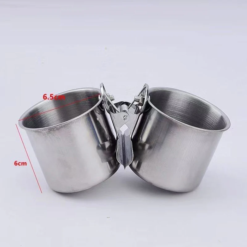 Birds Hanging Cage Bowl Stainless Steel Pet Birds Dish Cup Anti-turnover Feeding Food Drinking Feeder for Parakeet Lovebird