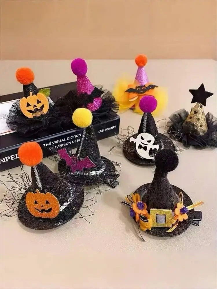 Halloween-Haarschmuck für Frauen – Hexenhut/Kürbis/Fledermaus/Schädel-Haarspangen für Party-Rollenspiele – Detail 1