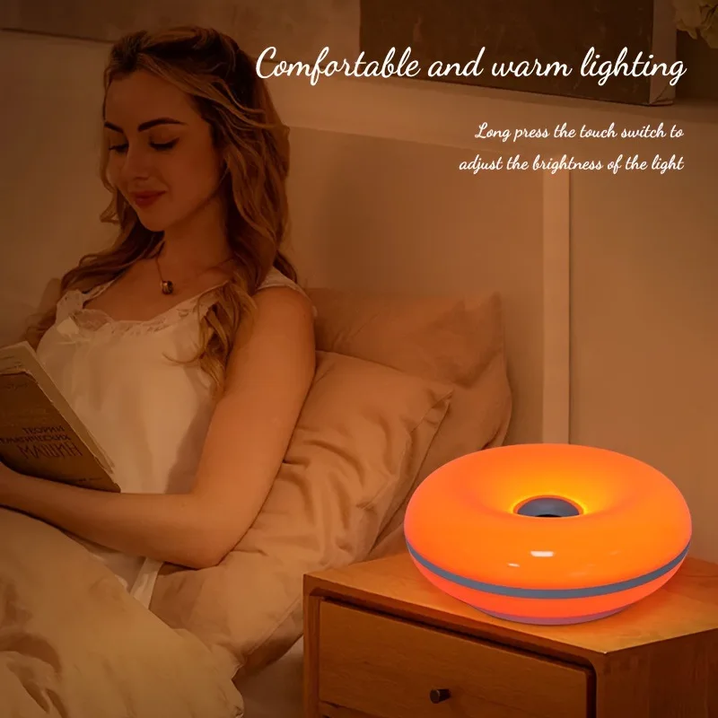 US Patented Retro-Modern Donut Lamp, Creative Orange RGB Ambient Light, Mid Century Modern Wall & Table Lamp for Living Room Decor view 2