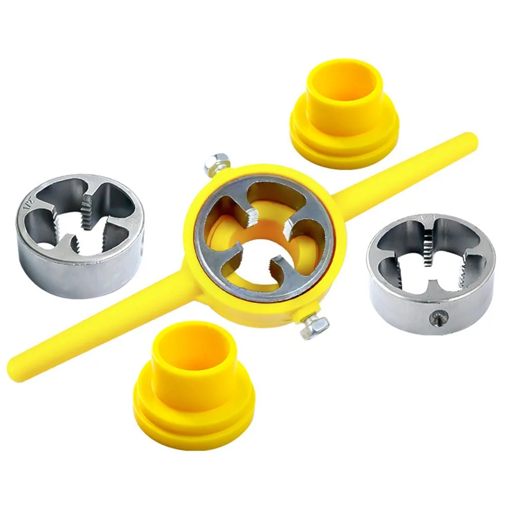 Reusable Design PVC Thread Maker Tool Round Die Set Manual Hand Pipe Threader Kit 1/2