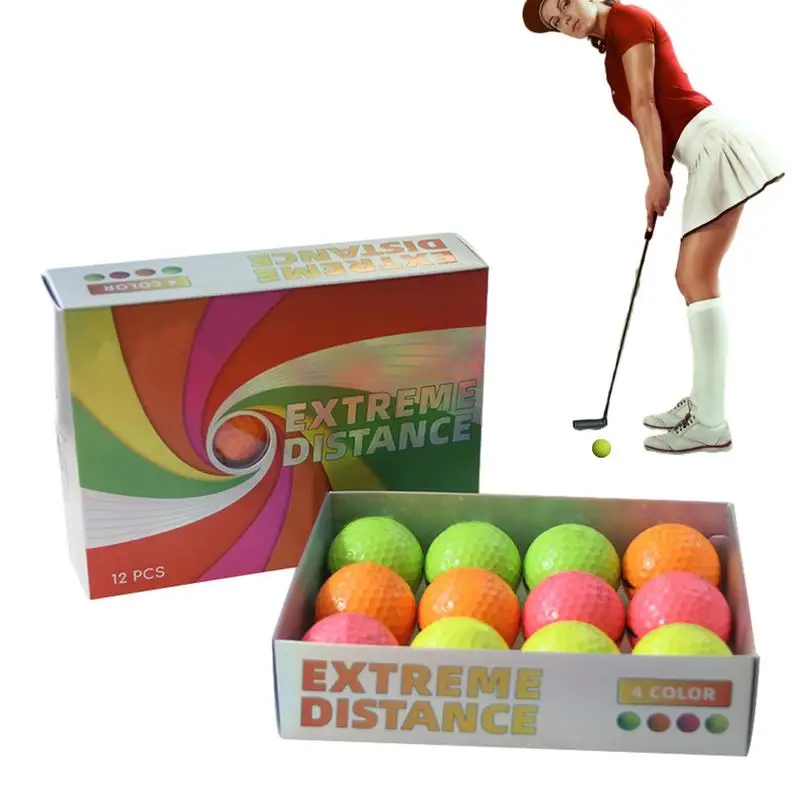 

Golf Match Balls 12pcs/box Double Layer Colorful Practice Golf Balls High Standard Design Practicing Tool for Golf Professions