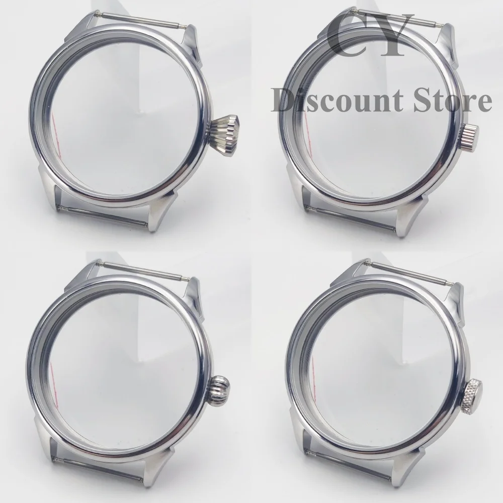 ETA6497 Watch Case 42mm Silver Stainless Steel Watch Case fit ETA6497 6498 Seagull ST3600 ST3620 ST36 Movement