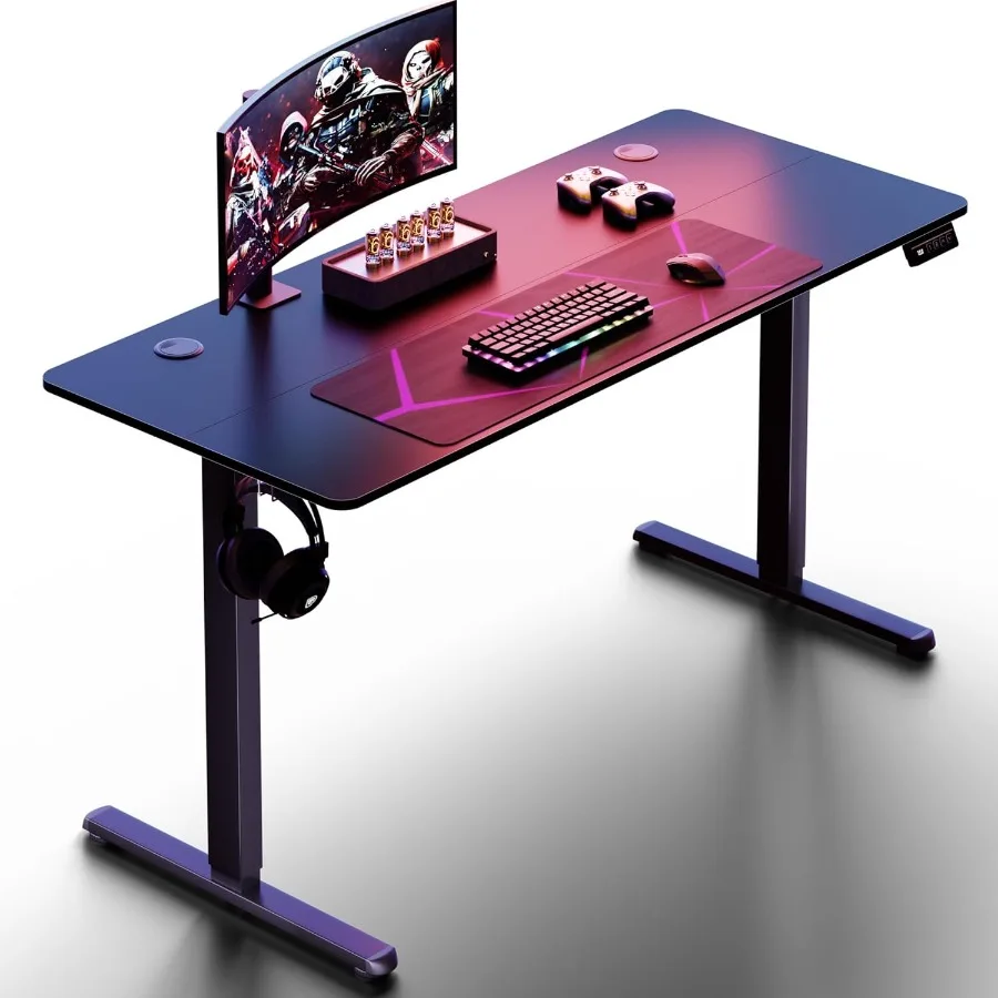 مكتب قائم كهربائي قابل للتعديل بارتفاع 55 × 24 بوصة للمكتب المنزلي، محطة عمل مريحة للكمبيوتر مع ارتفاع سلس