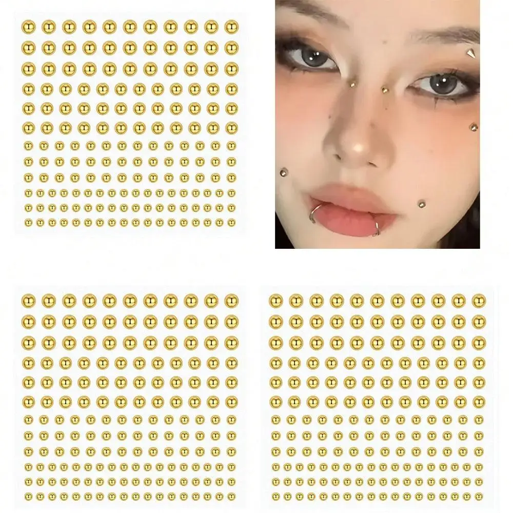 1/2/3/5Sheets Fashion Fake Lip Eyebrow Nose Ring No Piercing Lip Nails Sticker Waterproof Reusable Body Belly Button Jewelry